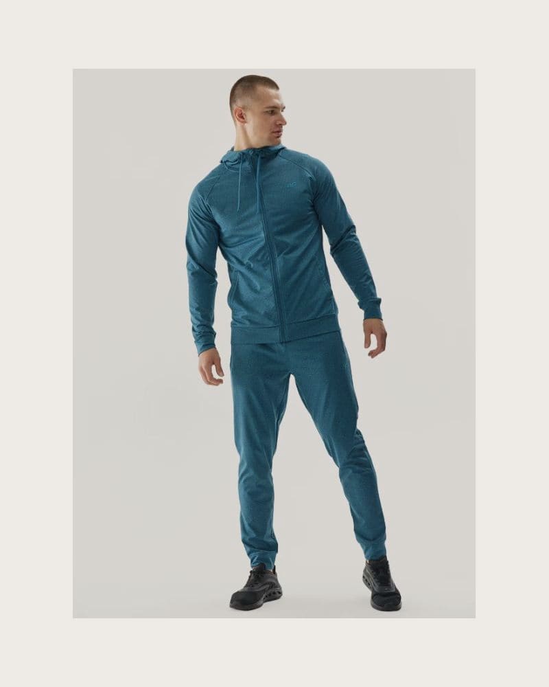 Pánske zateplené tepláky 4F TROUSERS FNK-WAW24TFTRM682-46M-TEAL MELANGE – fotka 3