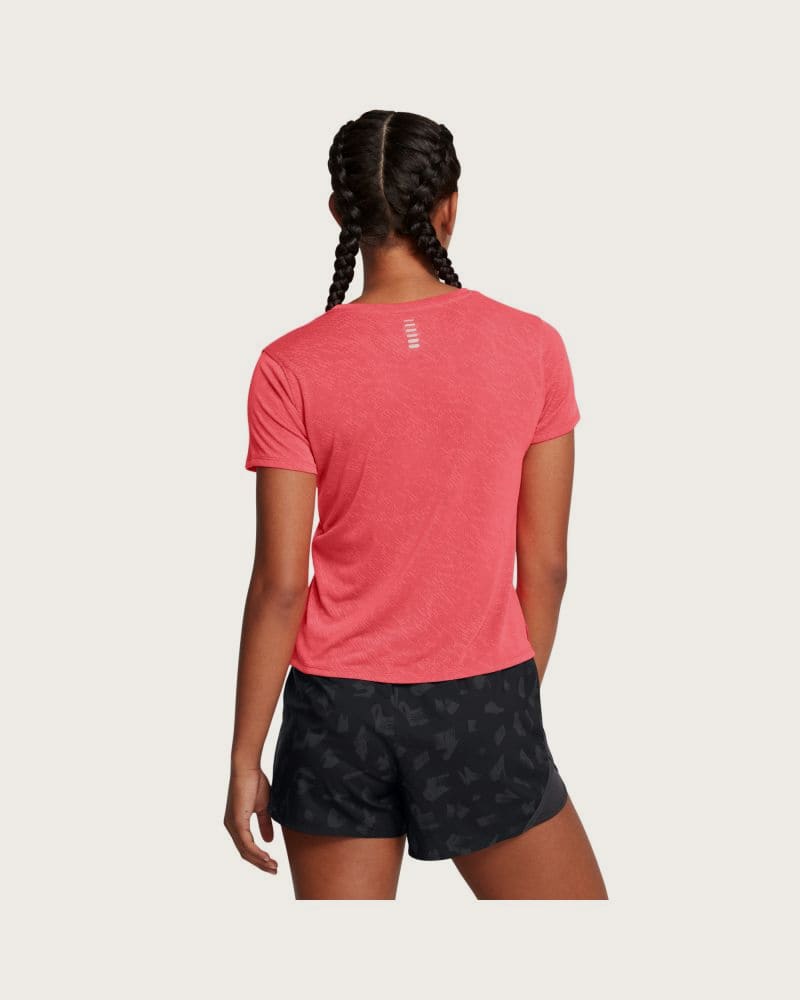 Dámske tréningové tričko s krátkym rukávom UNDER ARMOUR UA Launch Camo Shortsleeve-RED – fotka 2