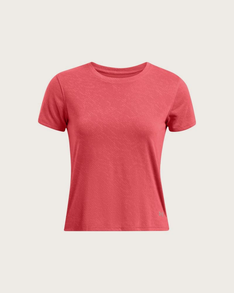 Dámske tréningové tričko s krátkym rukávom UNDER ARMOUR UA Launch Camo Shortsleeve-RED – fotka 4