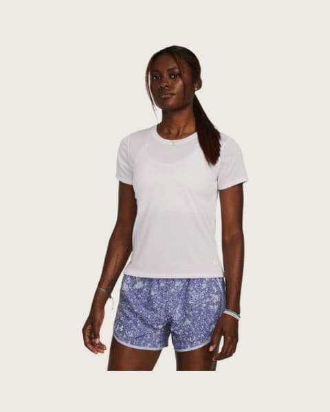 Dámske tréningové tričko s krátkym rukávom UNDER ARMOUR UA Launch Shortsleeve-WHT