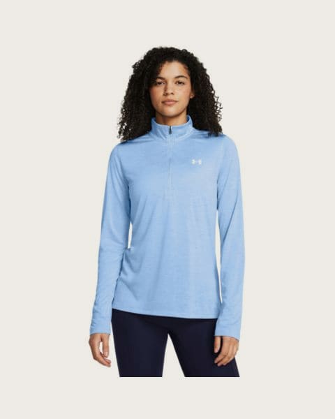 Dámska bežecká mikina s 1 2 zipsom UNDER ARMOUR Tech 1 2 Zip- Twist-BLU