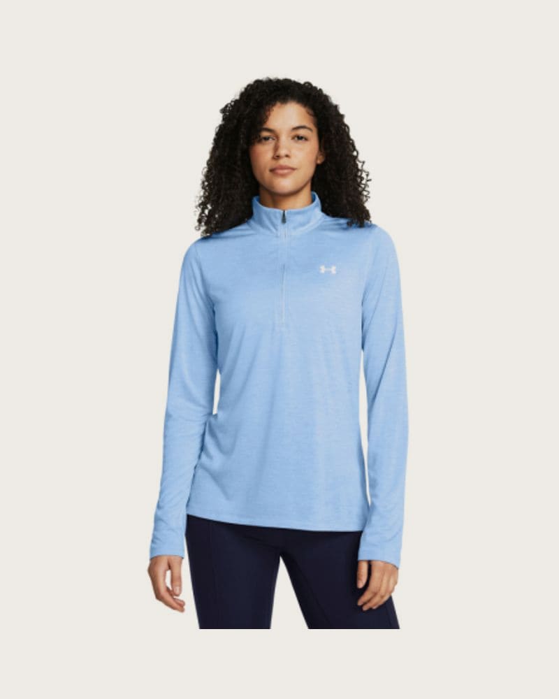Dámska bežecká mikina s 1 2 zipsom UNDER ARMOUR Tech 1 2 Zip- Twist-BLU