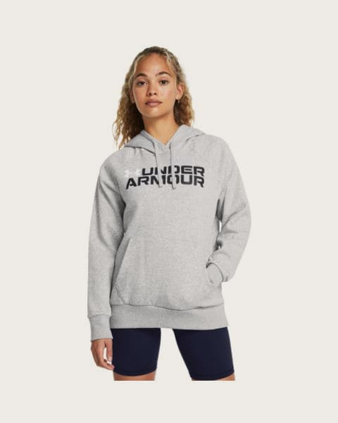 Dámska zateplená mikina s kapucňou UNDER ARMOUR Rival Fleece Wordmark Hoodie-GRY