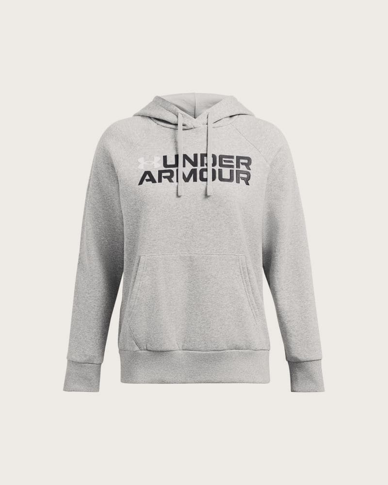 Dámska zateplená mikina s kapucňou UNDER ARMOUR Rival Fleece Wordmark Hoodie-GRY – fotka 4