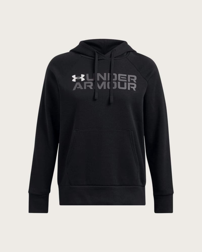 Dámska zateplená mikina s kapucňou UNDER ARMOUR Rival Fleece Wordmark Hoodie-BLK – fotka 4