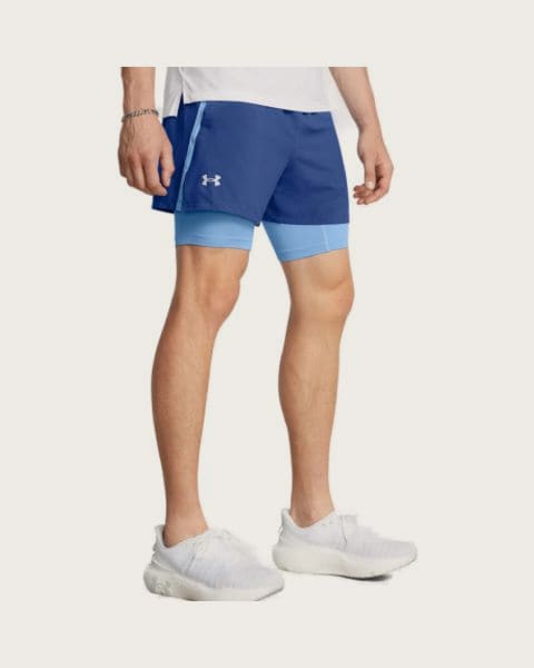 Pánske tréningové kraťasy UNDER ARMOUR UA LAUNCH 5 2-IN-1 SHORTS-BLU