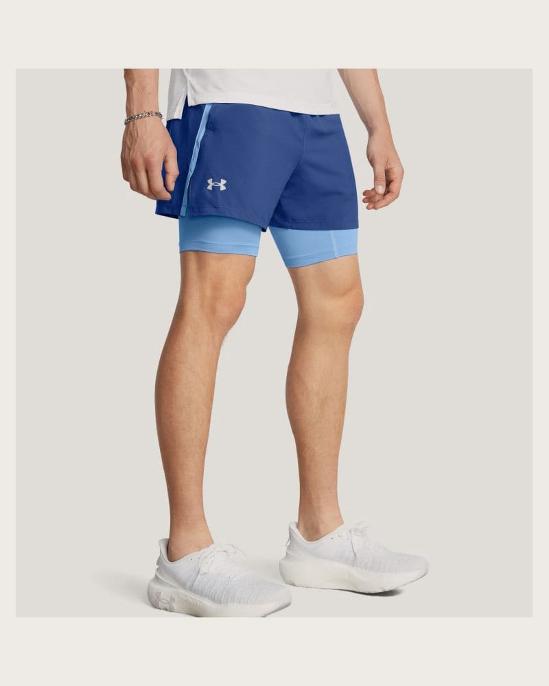 Pánske tréningové kraťasy UNDER ARMOUR UA LAUNCH 5 2-IN-1 SHORTS-BLU – fotka 2