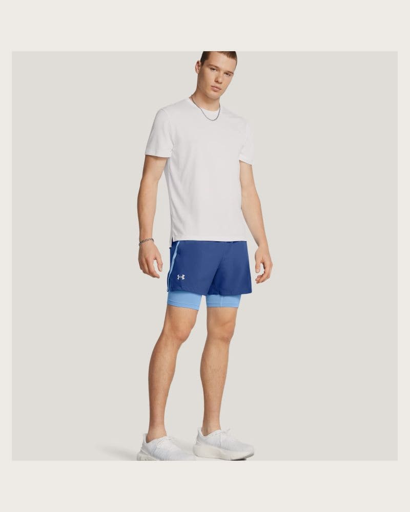 Pánske tréningové kraťasy UNDER ARMOUR UA LAUNCH 5 2-IN-1 SHORTS-BLU – fotka 4