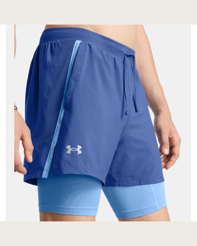 Pánske tréningové kraťasy UNDER ARMOUR UA LAUNCH 5 2-IN-1 SHORTS-BLU – fotka 5