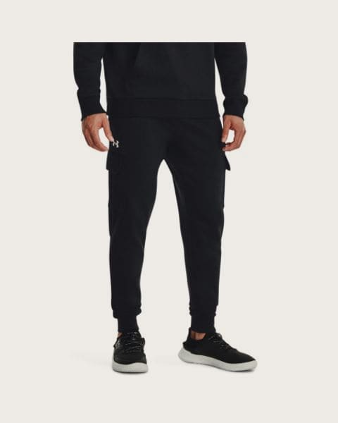 Pánske zateplené tepláky UNDER ARMOUR UA Rival Fleece Cargo Jogger-BLK