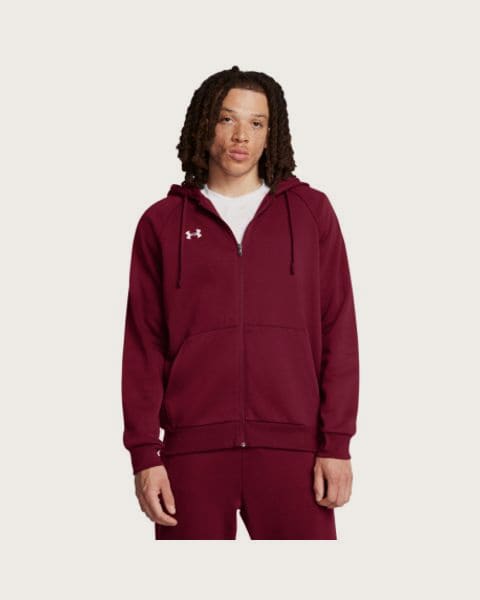 Pánska zateplená mikina so zipsom UNDER ARMOUR UA Rival Fleece FZ Hoodie-RED