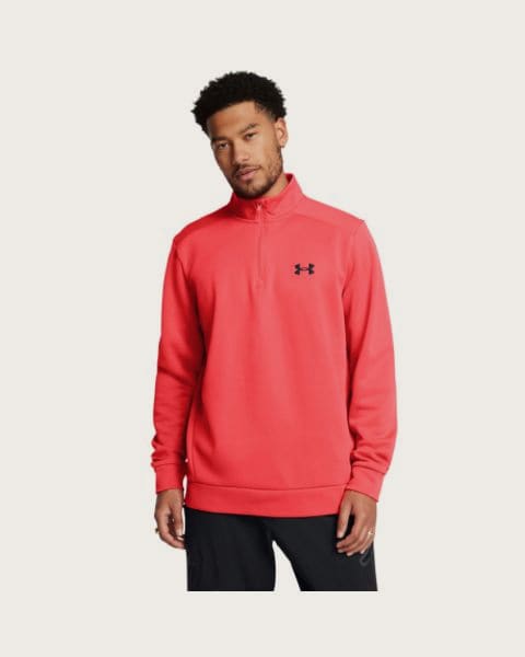 Pánska zateplená tréningová mikina s 1 2 zipsom UNDER ARMOUR UA Armour Fleece 1 4 Zip-RED