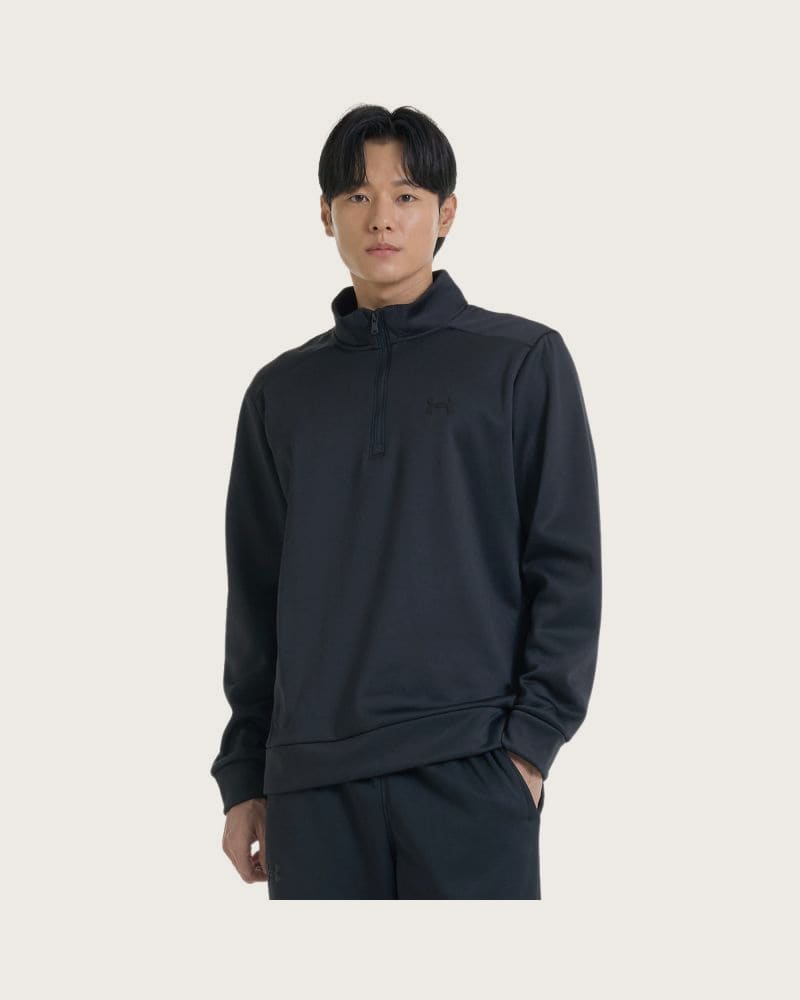 Pánska zateplená tréningová mikina s 1 2 zipsom UNDER ARMOUR UA Armour Fleece 1 4 Zip-BLK – fotka 2