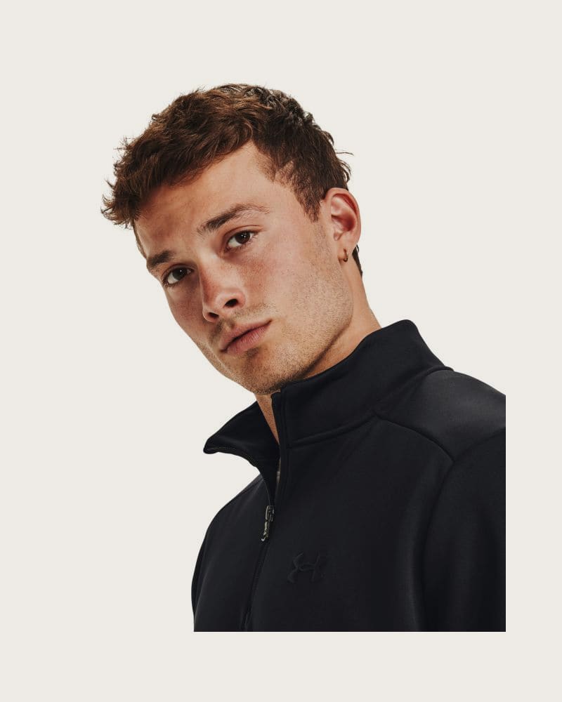 Pánska zateplená tréningová mikina s 1 2 zipsom UNDER ARMOUR UA Armour Fleece 1 4 Zip-BLK – fotka 6