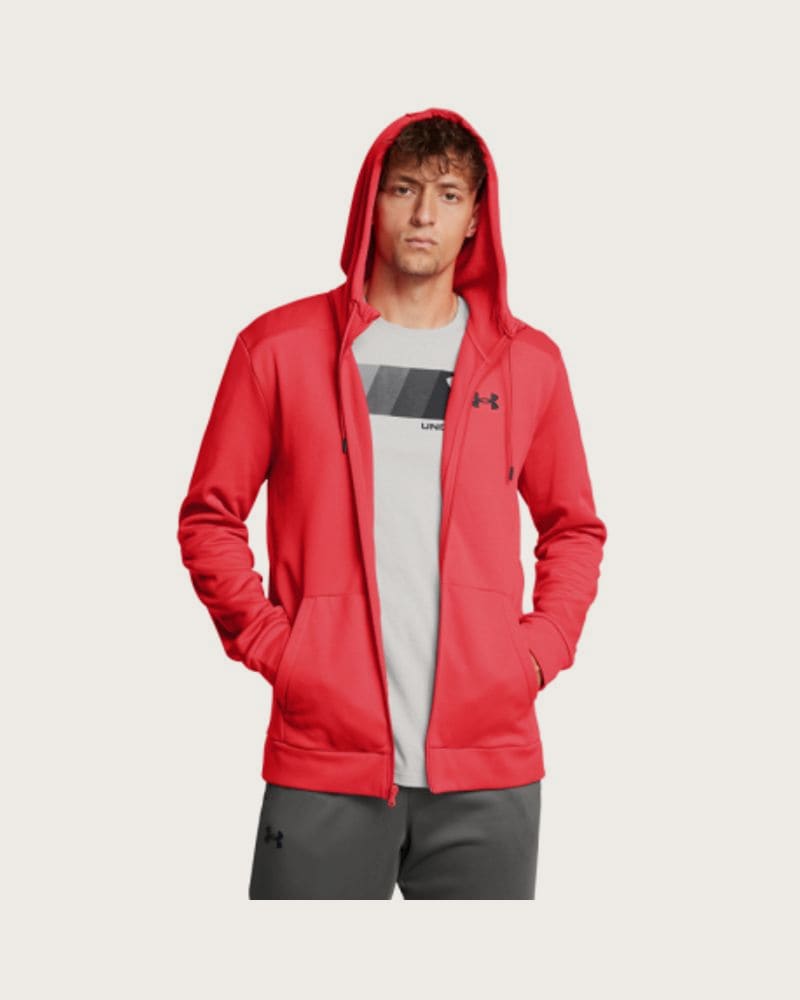 Pánska zateplená tréningová mikina so zipsom UNDER ARMOUR UA Armour Fleece FZ Hoodie-RED