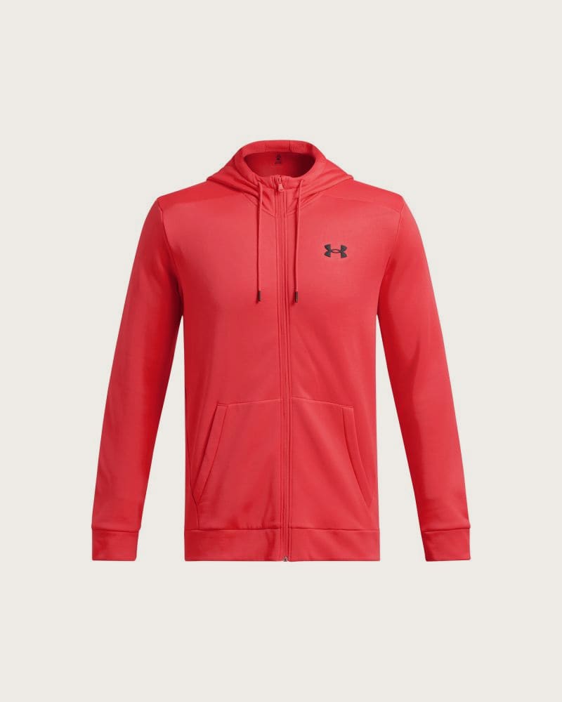 Pánska zateplená tréningová mikina so zipsom UNDER ARMOUR UA Armour Fleece FZ Hoodie-RED – fotka 4