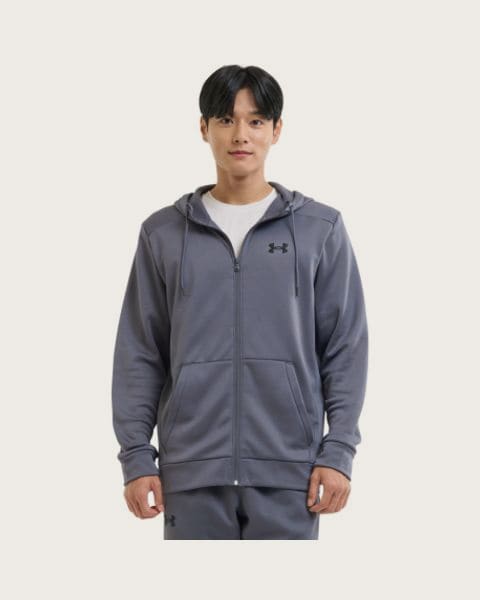 Pánska zateplená tréningová mikina so zipsom UNDER ARMOUR UA Armour Fleece FZ Hoodie-GRY