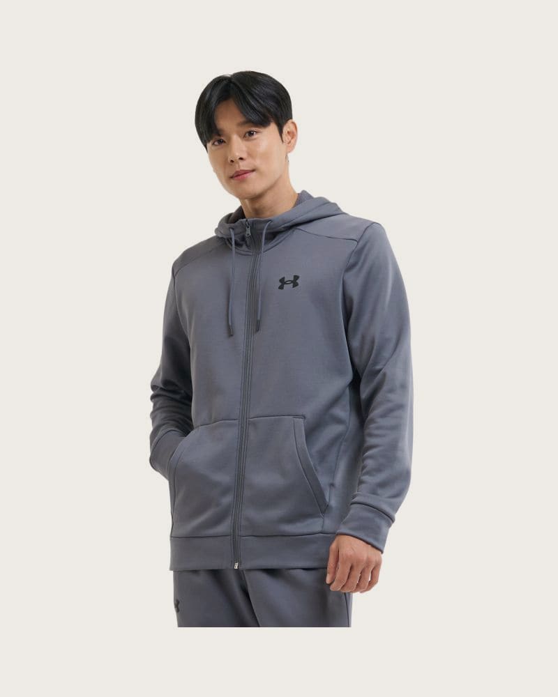 Pánska zateplená tréningová mikina so zipsom UNDER ARMOUR UA Armour Fleece FZ Hoodie-GRY – fotka 2