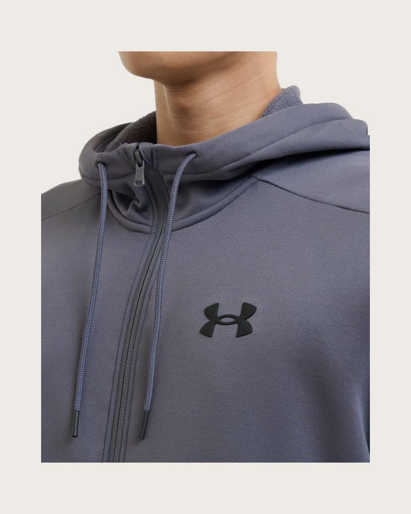 Pánska zateplená tréningová mikina so zipsom UNDER ARMOUR UA Armour Fleece FZ Hoodie-GRY – fotka 7