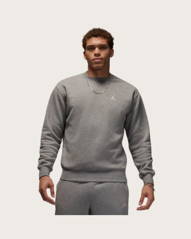Pánska mikina NIKE M J BRKLN FLC CREW-091 CARBON HEATHER WHITE