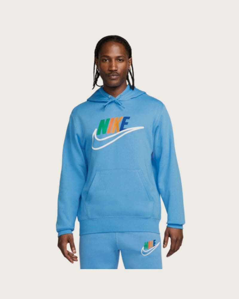 Pánska zateplená tréningová mikina s kapucňou NIKE M NK CLUB BB HDY FUTURA BLOCK-412 UNIVERSITY BLUE