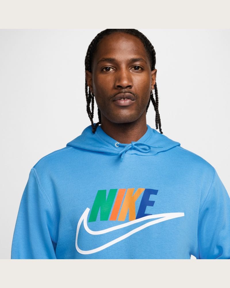 Pánska zateplená tréningová mikina s kapucňou NIKE M NK CLUB BB HDY FUTURA BLOCK-412 UNIVERSITY BLUE – fotka 3