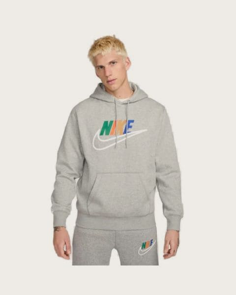 Pánska mikina s kapucňou NIKE M NK CLUB BB HDY FUTURA BLOCK-063 DK GREY HEATHER SMOKE GRY