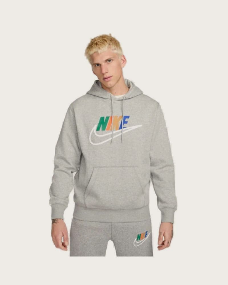 Pánska mikina s kapucňou NIKE M NK CLUB BB HDY FUTURA BLOCK-063 DK GREY HEATHER SMOKE GRY