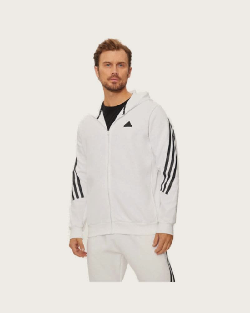 Pánska mikina so zipsom ADIDAS M FI 3S FZ-JJ4158-White