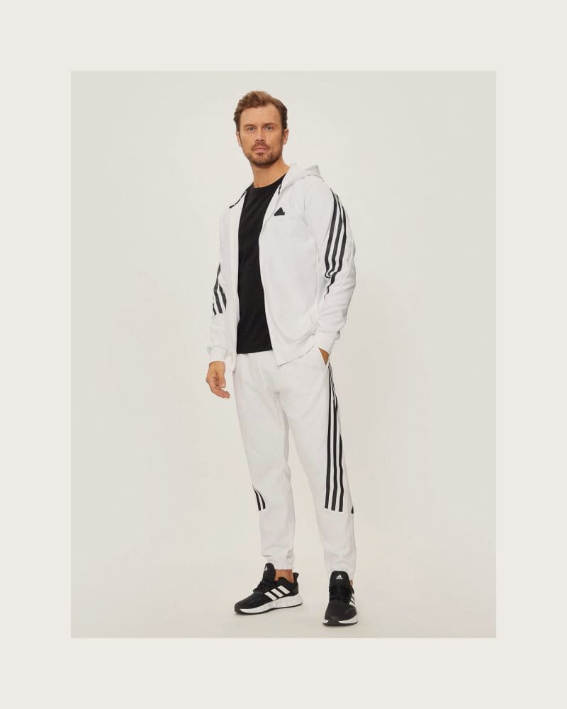 Pánska mikina so zipsom ADIDAS M FI 3S FZ-JJ4158-White – fotka 4