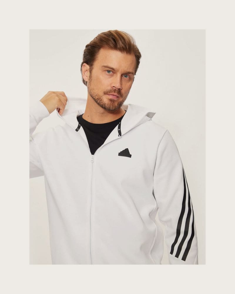 Pánska mikina so zipsom ADIDAS M FI 3S FZ-JJ4158-White – fotka 5