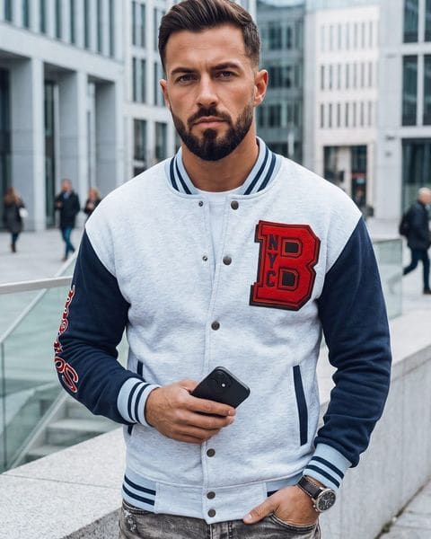 Originálna šedá mikina v štýle baseball