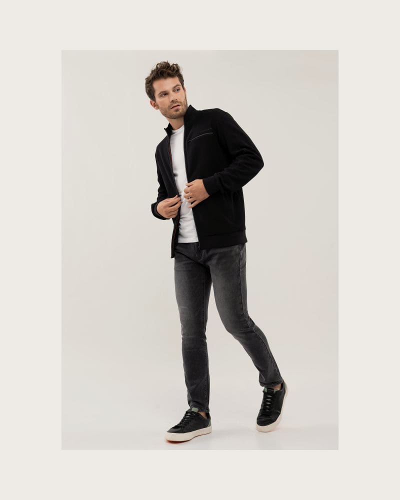 Pánska mikina so zipsom VOLCANO ARSEN-700-BLACK – fotka 4