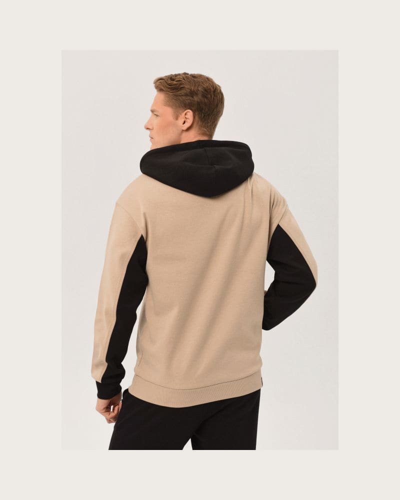 Pánska mikina s kapucňou VOLCANO BLOCK-102-BEIGE – fotka 3