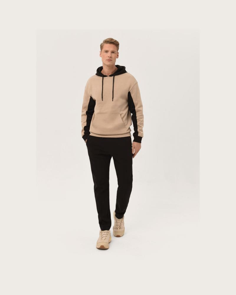 Pánska mikina s kapucňou VOLCANO BLOCK-102-BEIGE – fotka 4