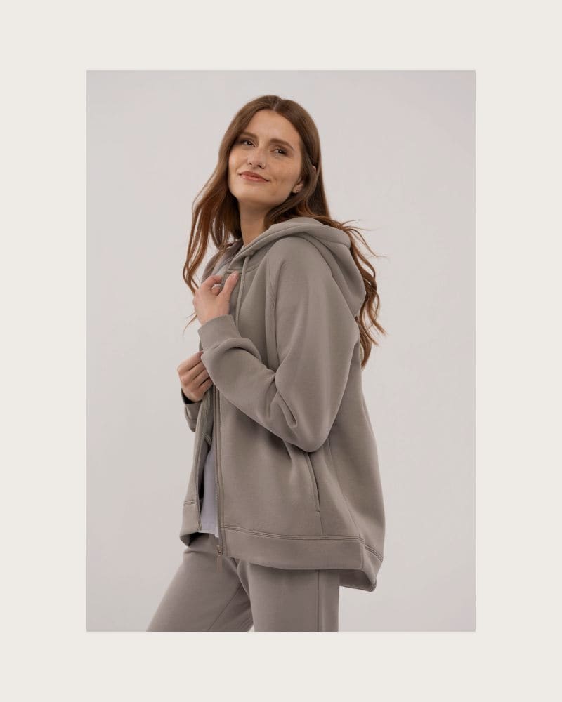 Dámska zateplená mikina so zipsom VOLCANO TIFFI-102-BEIGE – fotka 3