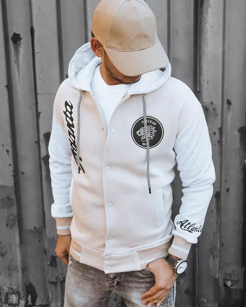 Originálna kamelová baseball mikina s kapucňou – fotka 3