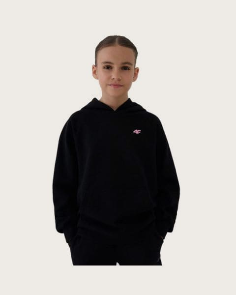 Dievčenská mikina s kapucňou 4F JUNIOR SWEATSHIRT F1478-20S-DEEP BLACK
