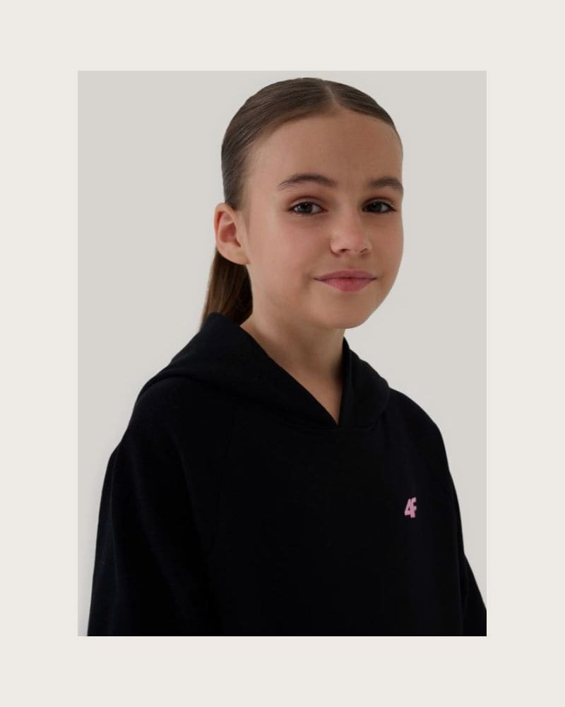 Dievčenská mikina s kapucňou 4F JUNIOR SWEATSHIRT F1478-20S-DEEP BLACK – fotka 2