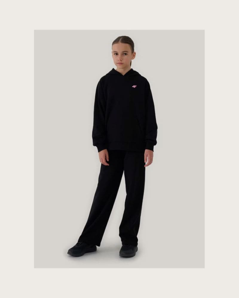 Dievčenská mikina s kapucňou 4F JUNIOR SWEATSHIRT F1478-20S-DEEP BLACK – fotka 4