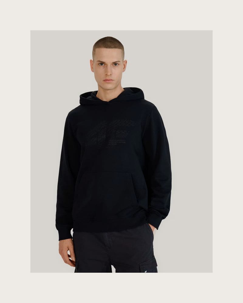 Pánska mikina s kapucňou 4F SWEATSHIRT M1585-20S-DEEP BLACK – fotka 2