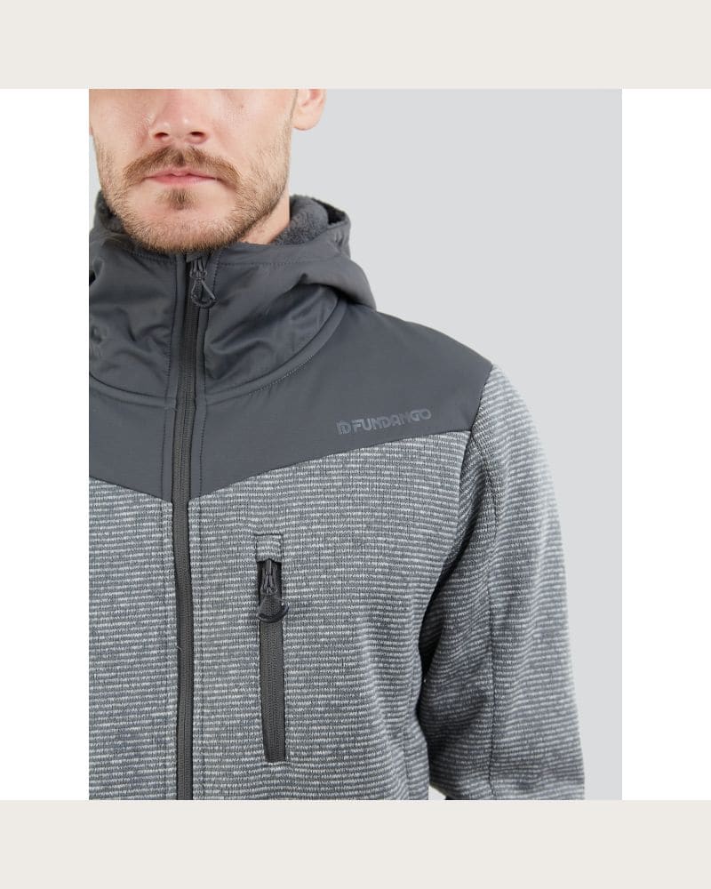 Pánska mikina so zipsom FUNDANGO Ashford Insulated Fleece Jacket-745-grey heather – fotka 5
