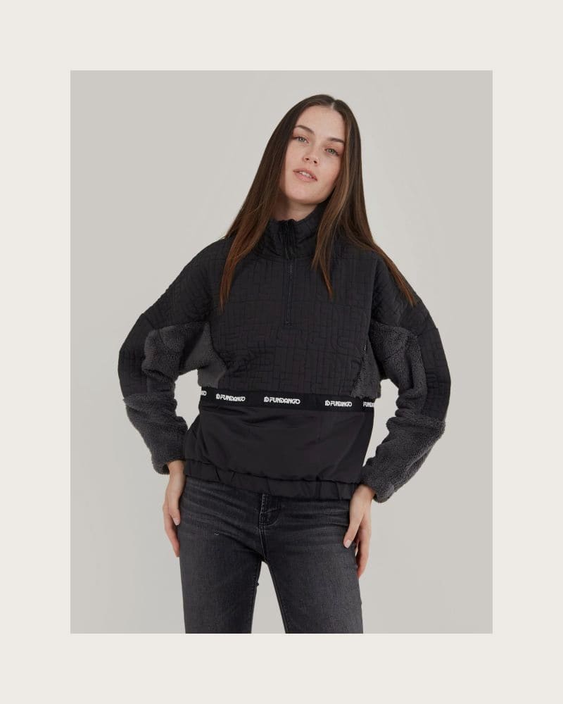 Dámska flisová mikina FUNDANGO Calypso Hybrid Pullover-890-black – fotka 2