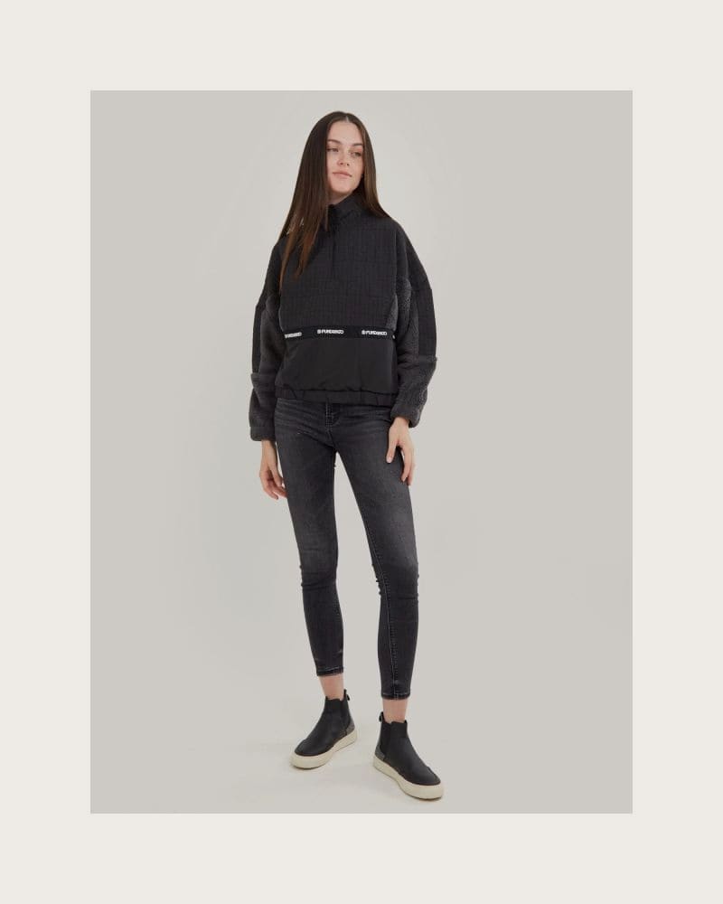 Dámska flisová mikina FUNDANGO Calypso Hybrid Pullover-890-black – fotka 4