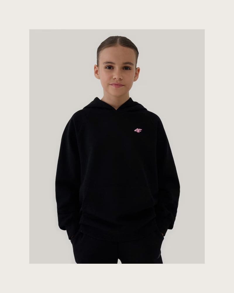 Dievčenská mikina s kapucňou 4F JUNIOR SWEATSHIRT F1478-20S-DEEP BLACK – fotka 2