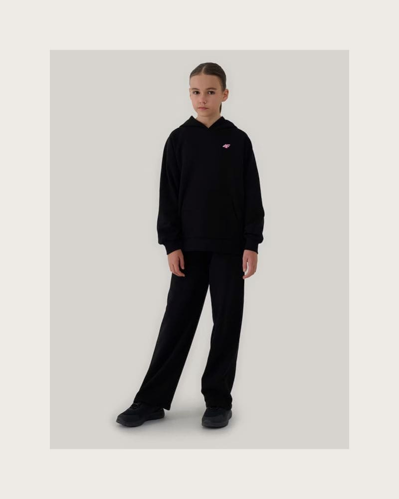 Dievčenská mikina s kapucňou 4F JUNIOR SWEATSHIRT F1478-20S-DEEP BLACK – fotka 4