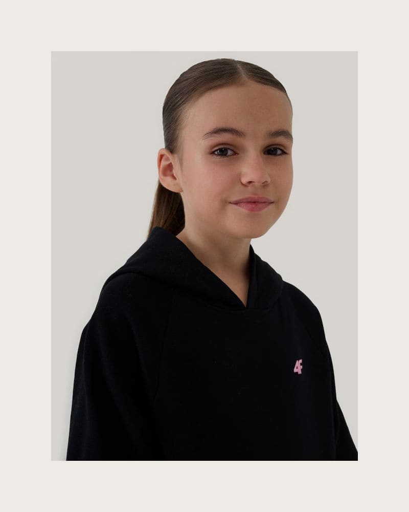 Dievčenská mikina s kapucňou 4F JUNIOR SWEATSHIRT F1478-20S-DEEP BLACK – fotka 5