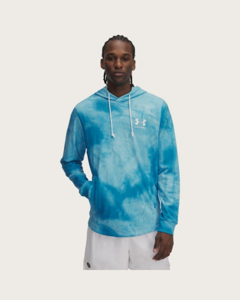 Pánska mikina s kapucňou UNDER ARMOUR UA Rival Terry AOP Hood Q1-BLU