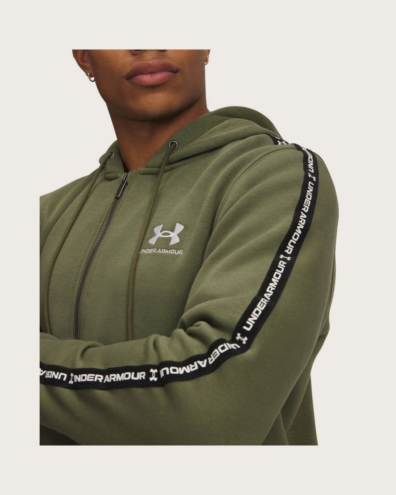 Pánska zateplená mikina so zipsom UNDER ARMOUR UA Icon Fleece FZ Taping-GRN – fotka 2