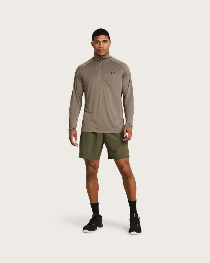 Pánske tréningové kraťasy UNDER ARMOUR UA Tech Woven Wordmark Short-GRN – fotka 4
